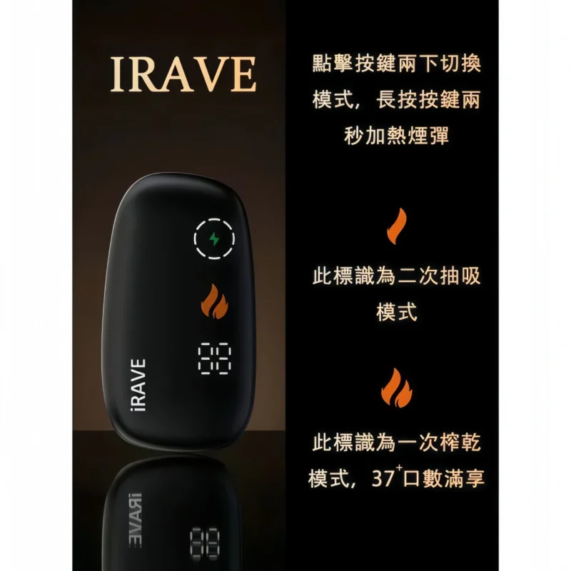 IRAVE 加熱煙二回機|TEREA 專用智慧加熱主機|一彈二抽・雙模式切換|20 秒快速預熱|台灣現貨 711到付 1 IRAVE 加熱煙二回機